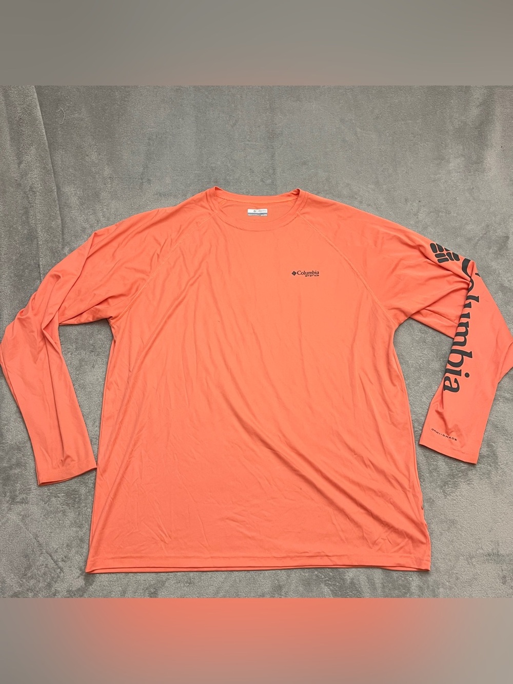 Columbia PFG Fishing UV Water Shirt Mens XXL Orange Long Sleeve Omni-Shade